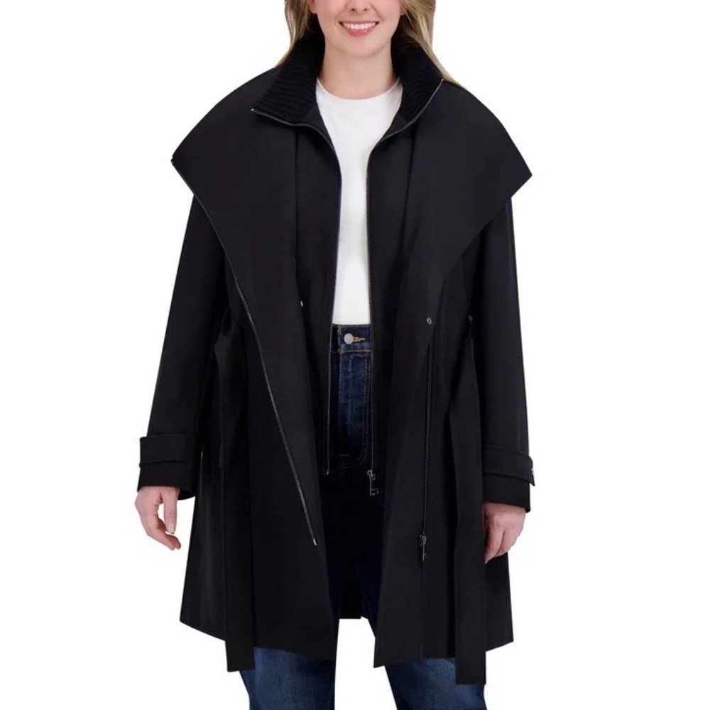 Halston Women's Trench Coat, Black, Size M - Picture 6 of 11